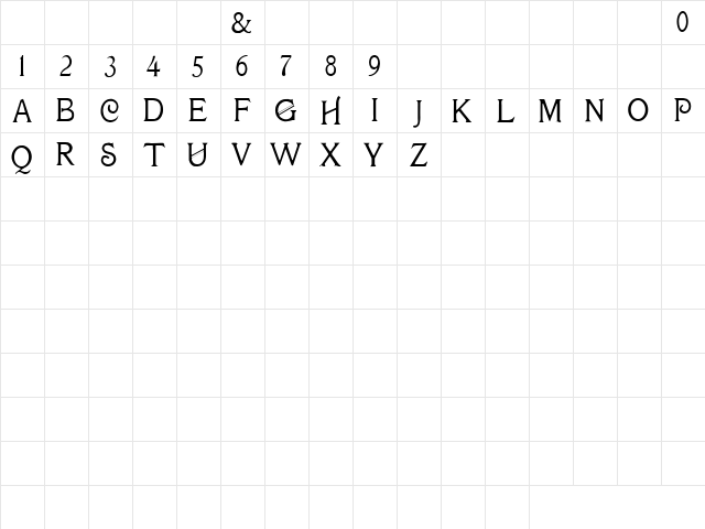 Croydon Normal  glyph index