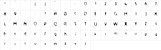 BUBBLE GUM Regular  glyph index