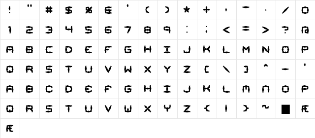 Mishmash ALT1 BRK Regular  glyph index