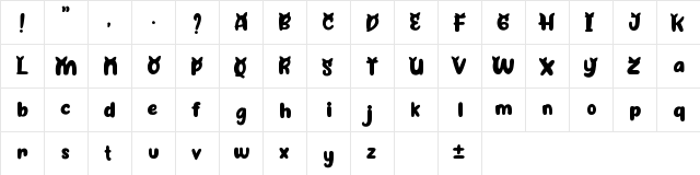 Cattyla Regular  glyph index