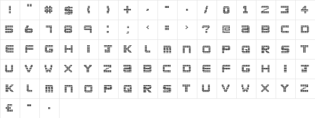 Clubland Regular  glyph index