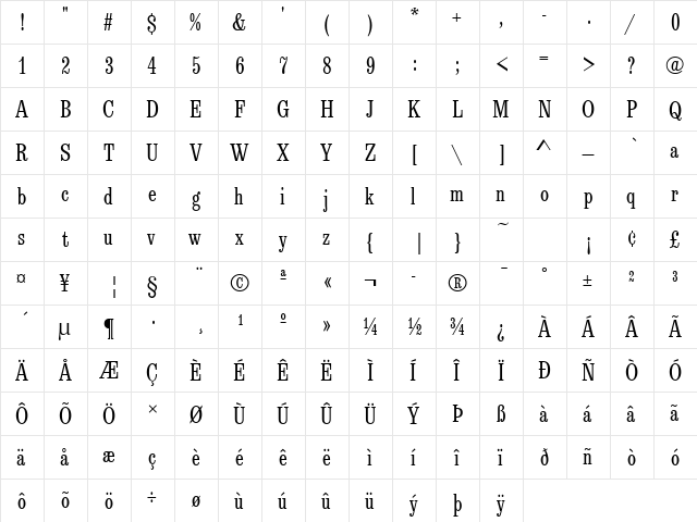 EgizioTCon Regular  glyph index