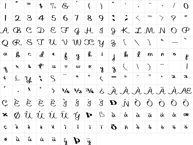 AlteredStates67 Bold  glyph index