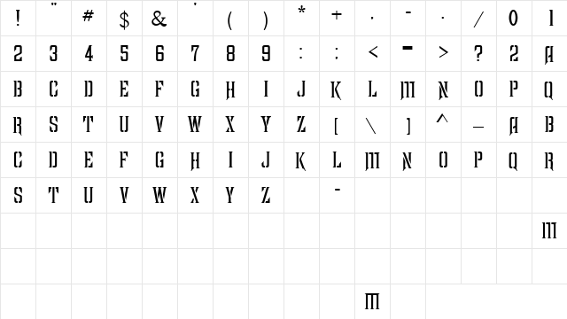 MandataCapsSSK Regular  glyph index