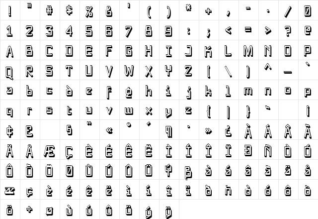 NewNerdShadowed Regular  glyph index