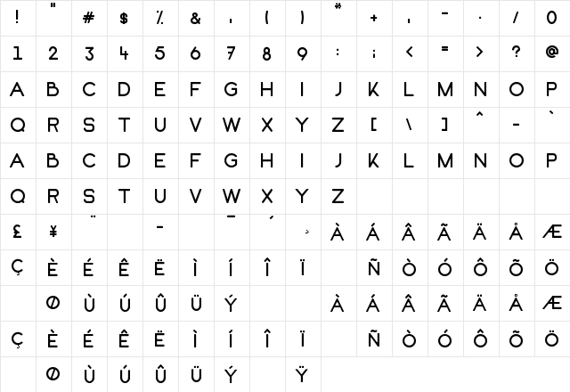 KOFI Regular  glyph index