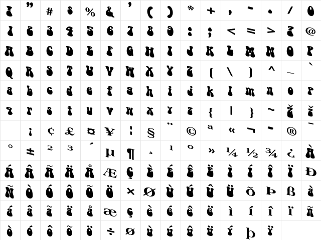 PUPPYLIKE Regular  glyph index