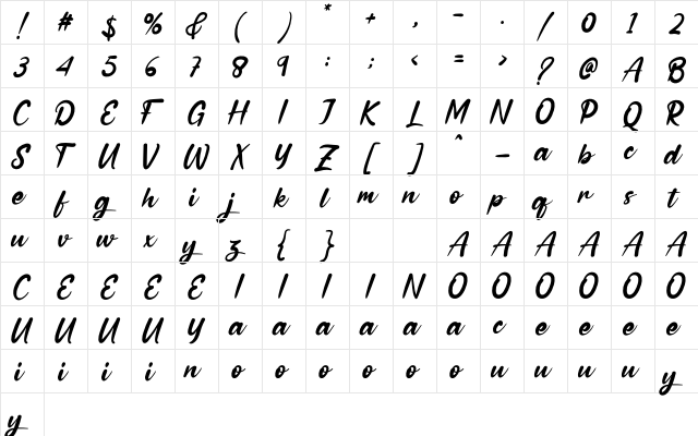 Winter Holidays Regular  glyph index