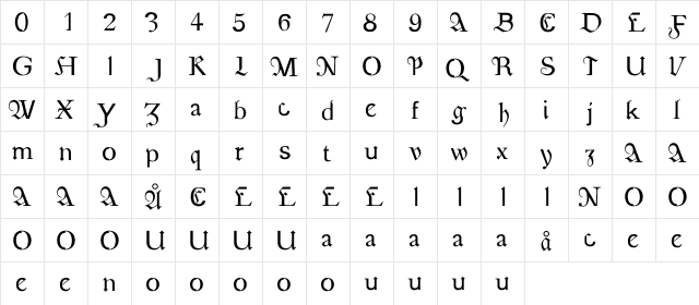 AFHybrid Regular  glyph index