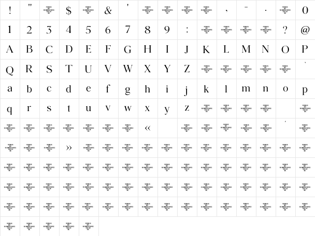 Agatho Light  glyph index