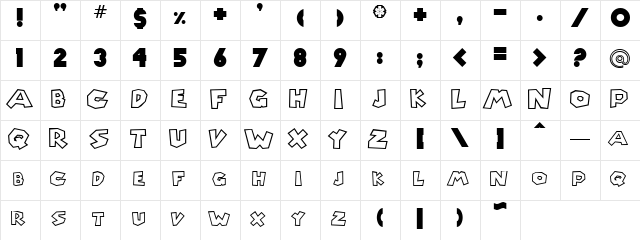 Traffic Regular  glyph index