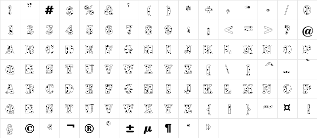 a_SignboardTitulDrp Regular  glyph index