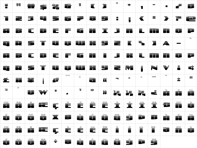 Alpha Century Halftone Regular  glyph index