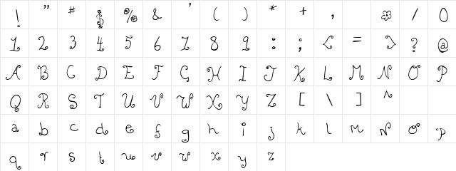 Curly Draw Regular  glyph index