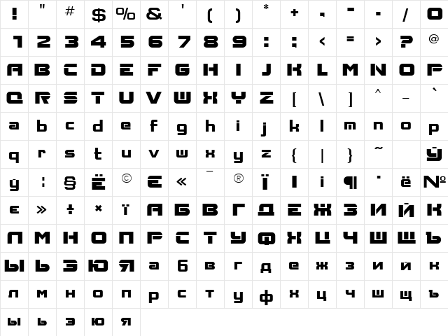 Aksent Normal  glyph index