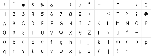 Anisa Sans Regular  glyph index