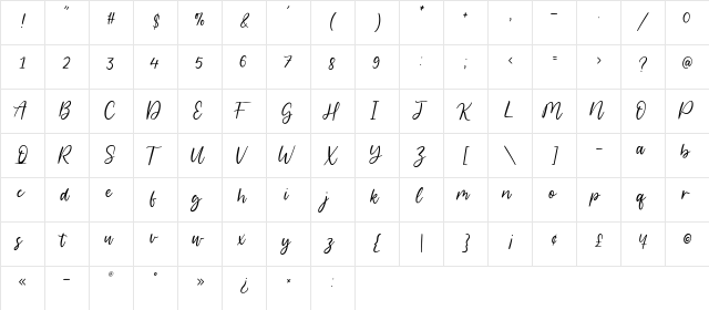 Barkeliy Regular  glyph index