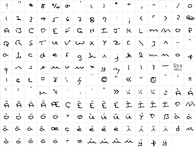 LEHN108 Regular  glyph index