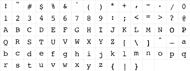 AL Worn Machine Regular  glyph index