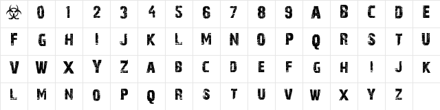 28 Days Later Regular  glyph index