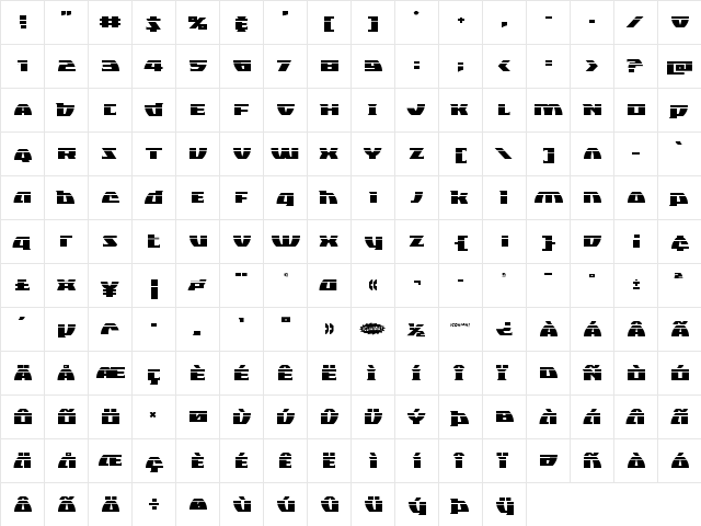 Black Bishop Laser Regular  glyph index