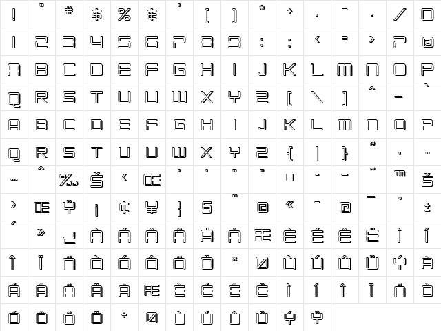 SF Chromium 24 SC Regular  glyph index