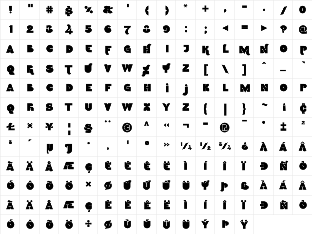 NamskoutIn Medium  glyph index