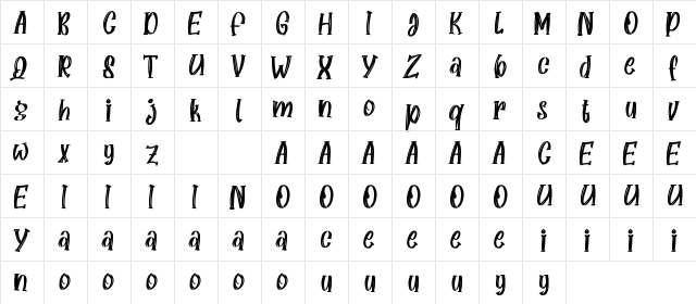 Kids Way Demo Regular  glyph index