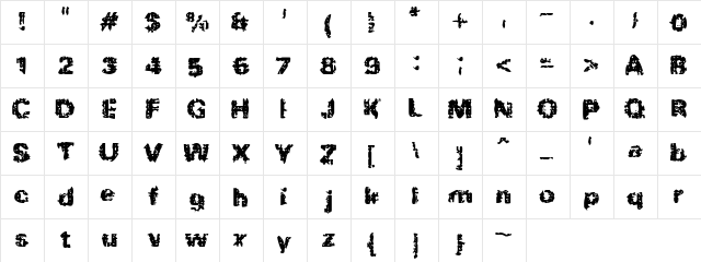 BN-Rock Bold  glyph index