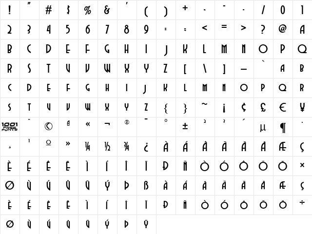 Dubba Dubba NF Regular  glyph index