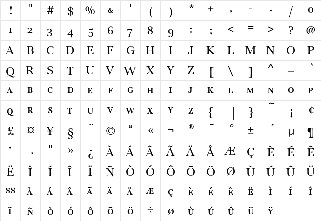 JamilleSCEF-Book Regular  glyph index
