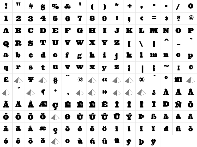 Giza Regular  glyph index