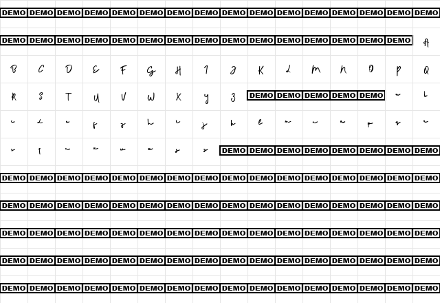 Arkley Regular  glyph index