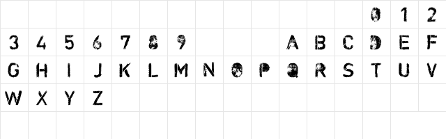 CF Nuclear War Regular  glyph index