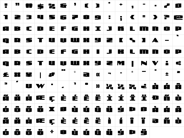 Alpha Century Regular  glyph index