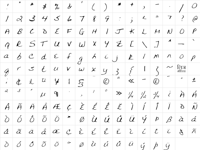LEHN094 Regular  glyph index