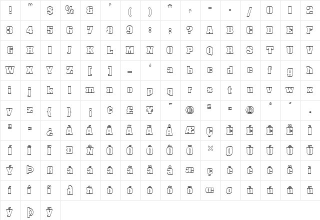 FZ ROMAN 3 HOLLOW Normal  glyph index