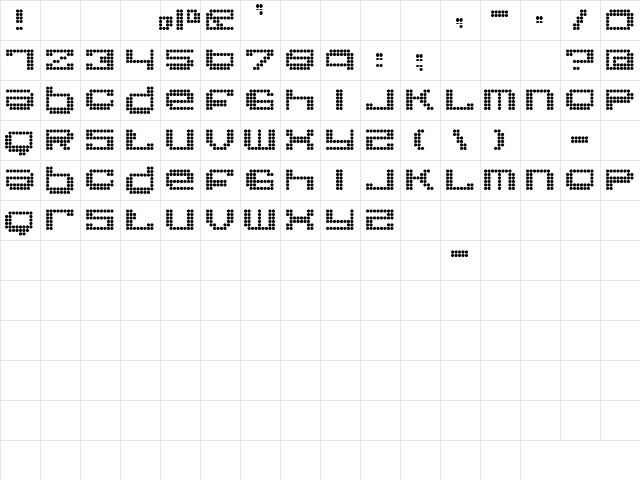 Round Regular  glyph index