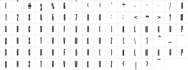 Droid Regular  glyph index