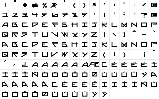 AsteriskBold Regular  glyph index