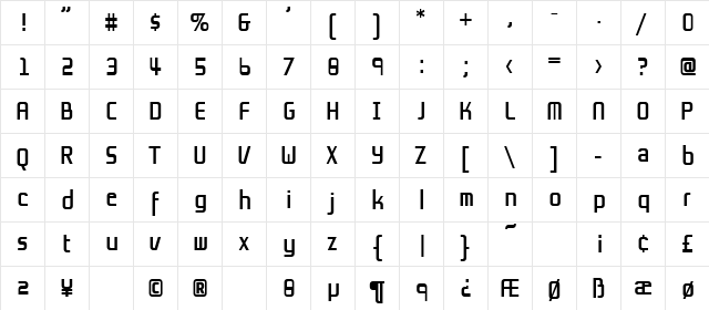 Grov AB Regular  glyph index
