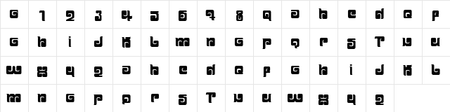 BALLOM Regular  glyph index