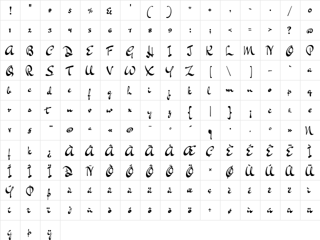 Dr Sugiyama Regular  glyph index