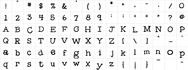 FB Boutique FB Boutique  glyph index