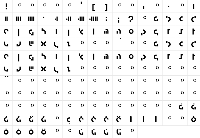 Graphic Medium  glyph index