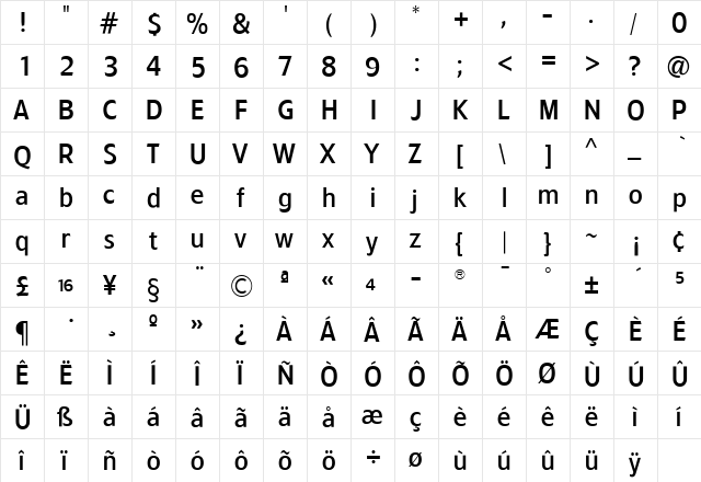 TFForeverTwo Medium  glyph index
