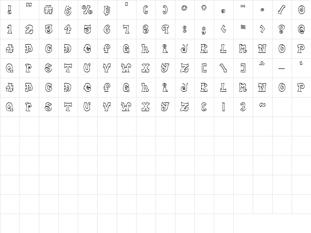 CK Freestyle Regular  glyph index
