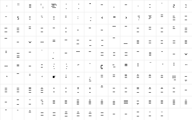 Minimum BMediumHorizontal  glyph index