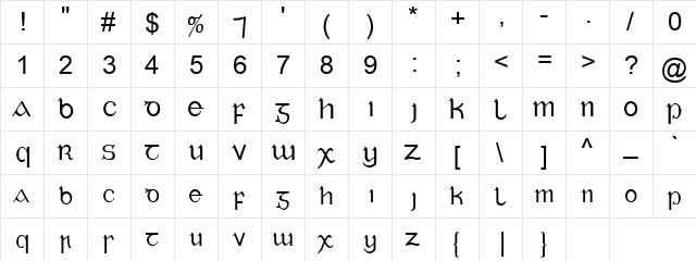 Elegance Regular  glyph index