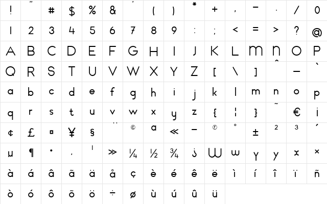 SchoolKX_New Regular  glyph index